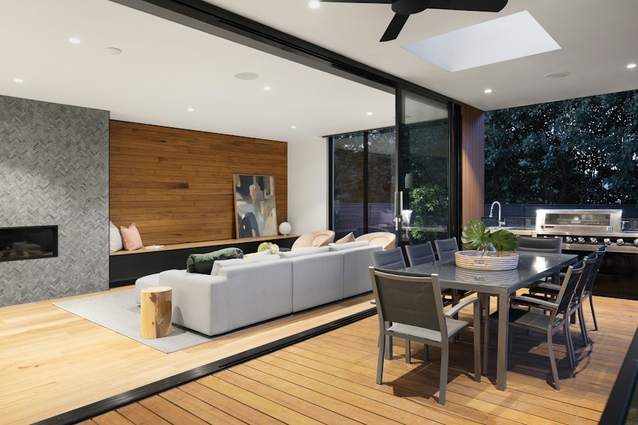 Open living and dining space